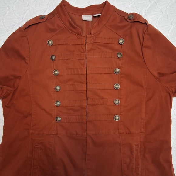 Chico's Burnt Orange Military Jacket Size 2 Usa Size 12/14 - Picture 9 of 16